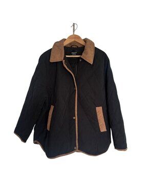 Modern Supply Womens XXL Black Barn Coat Brown Corduroy Collar Chore
